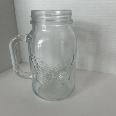Tarro de albañil de vidrio transparente en relieve mariposa Dolly Parton 24 oz NUEVO RARO AGOTADO Foto 1 de 3