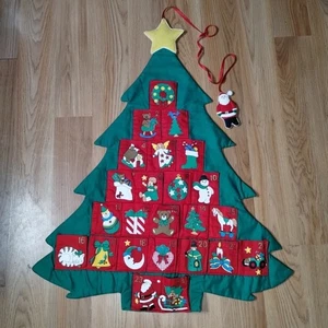 Vtg Holiday Advent Calendar Christmas Tree With Attached Santa Place Holder 28" - Picture 1 of 15