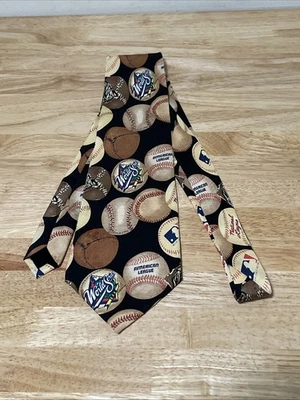 Vtg 1998 World Series American League Baseball Champs All Over Print Silk Tie - Image 1 of 4