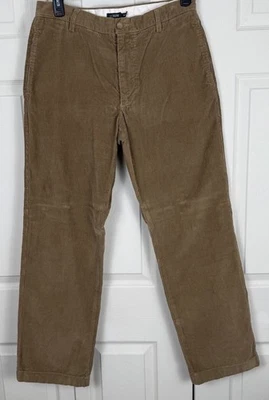 VTG J Crew Corduroy Pants Men 32x32 Brown Flat Front Casual Straight Leg Cords - Image 1 of 4