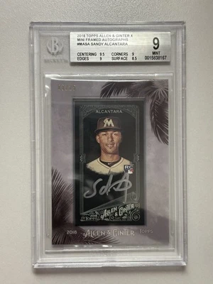 2018 Topps Allen Ginter X Sandy Alcantara Mini Framed RC Rookie Auto /25 BGS 9 - Image 1 of 2