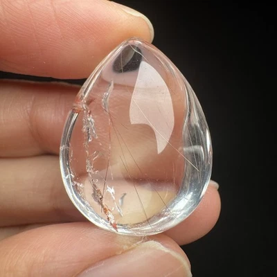 2.8cm Natural Rutile Hair & Yellow Jelly Quartz Cabochon Healing Crystal-18 - Image 1 of 4