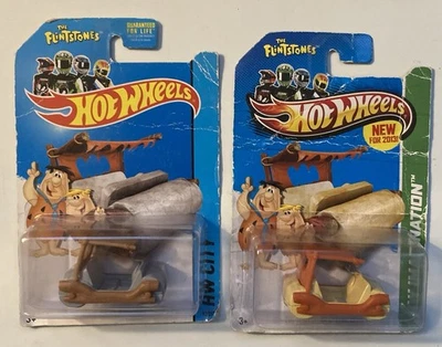风火轮压铸 HW 屏幕时间 FLINTSTONES FLINTMOBILE 汽车 2 件套 — 第 1/2 张图片