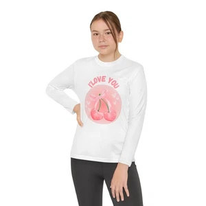 Cherry Coquette Tee, Youth Long Sleeve Shirt, I Love You Design, Leraze, - Picture 1 of 6
