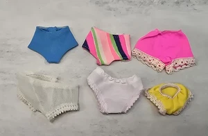 6 Vintage Barbie Doll Panties Lingerie Underwear Lot Pink Yellow White Blue Lace - Picture 1 of 9