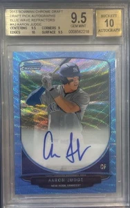 2013 Bowman Chrome Draft AARON JUDGE 1st Bowman BLUE Wave Auto #/50 BGS 9.5 - Picture 1 of 2