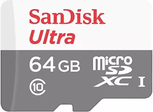64GB MEMORY CARD SANDISK ULTRA HIGH SPEED MICROSD CLASS 10 for PHONES & TABLETS - Picture 1 of 3