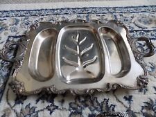 Vintage Amston Fine Silver Plated Meat Tray Platter with 2 handles