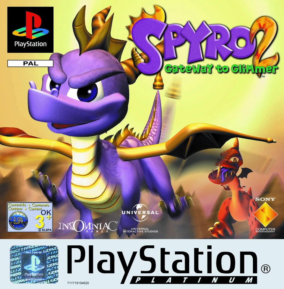 PS1 / PLAYSTATION 1 Gioco - Spyro 2: Gateway To Glimmer - Platinum (Con OVP) PAL - Immagine 1 di 1