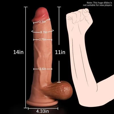 Dildo Sex Toy Huge Thick 14" Inch Penis Adult pleasure Big-Large Realistic XXL - Image 1 of 4