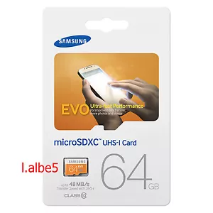 Samsung EVO 64GB Micro SD SDHC SDXC 48MB/s UHS-I Class10 Memory Card - Picture 1 of 1