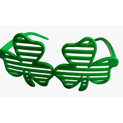 Día de San Patricio Gafas Trébol Verde Ranurado Disfraz St Paddy Lucky Irish Foto 1 de 4