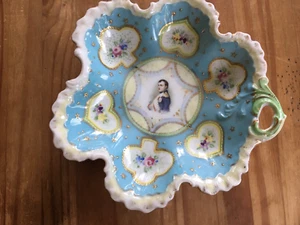 ANTIQUE FRENCH PORCELAIN BONBONNIERE BOWL NAPOLEON PORTRAIT HAND PAINTED - Picture 1 of 6
