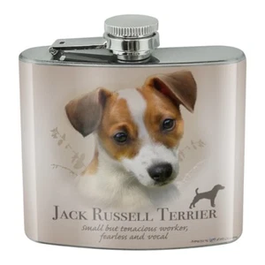 Jack Russell Terrier Dog Breed Stainless Steel 5oz Hip Drink Kidney Flask - Picture 1 of 4