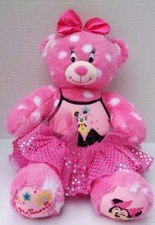 Disney Build a Bear Minnie Mouse Plush Doll Pink Bow Magic Spark Polka Dot Dress