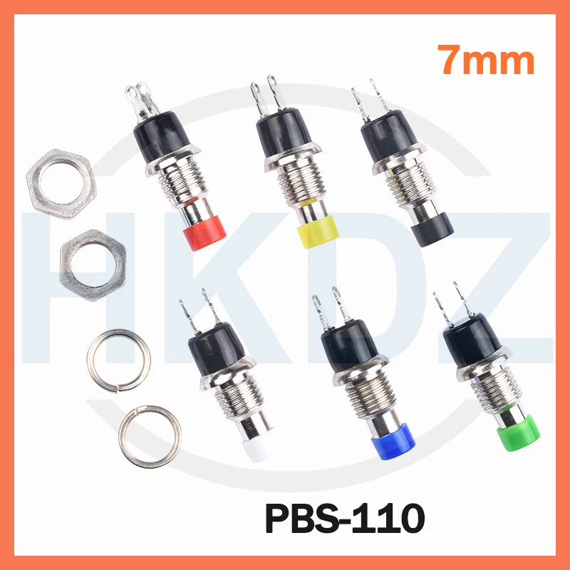 7mm Mini Push Button Switch Momentary SPST Normally Open Contact PBS-110 3A 125V - Image 1 of 4