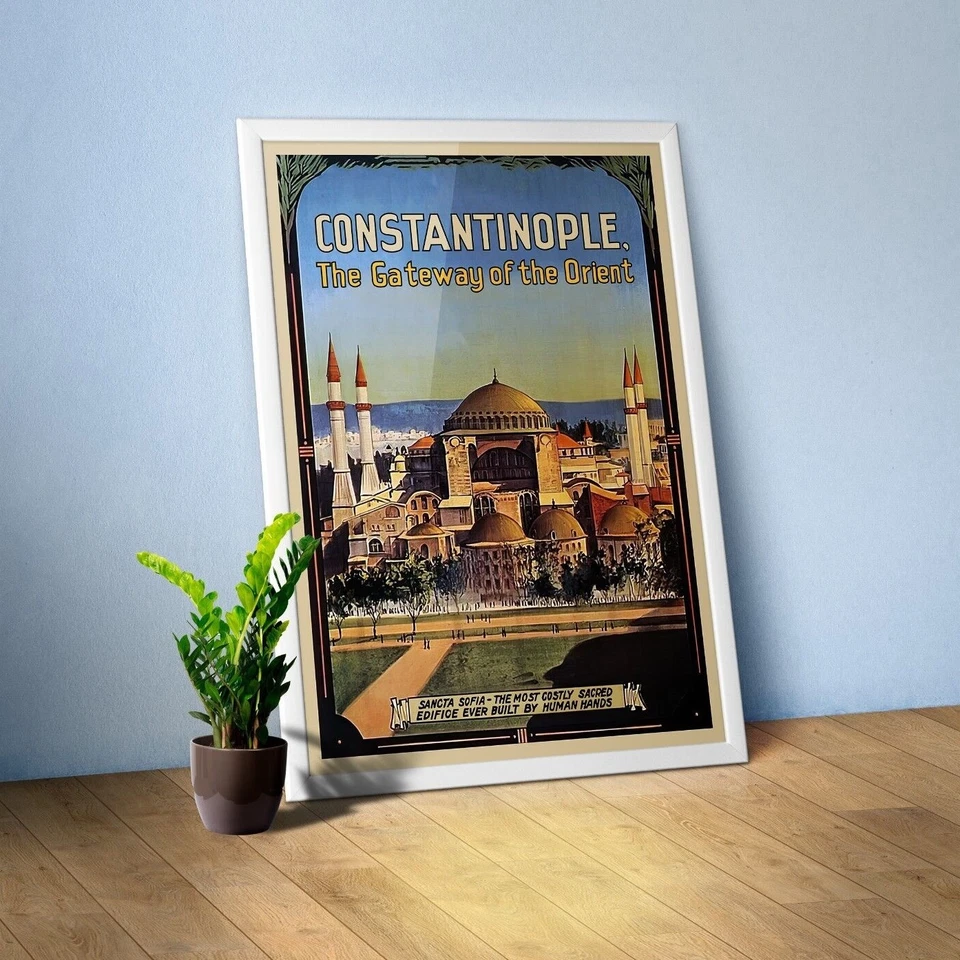 Constantinople, Istanbul, Turkey, 1910s — retro vintage travel poster Foto 1 de 4