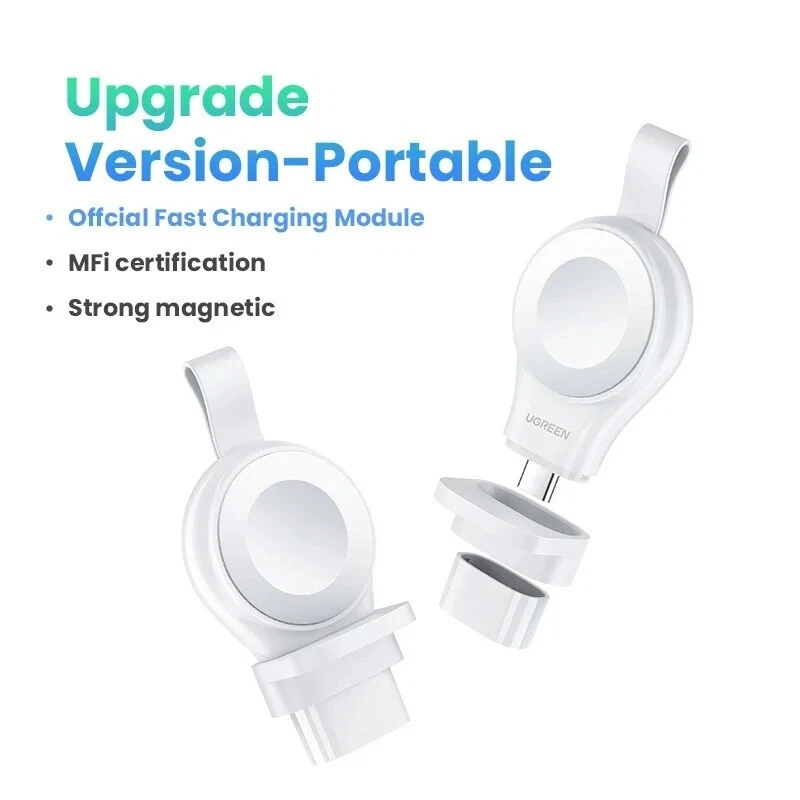 UGREEN MFi Apple Watch Cargador Rápido Magnético Inalámbrico 5W USB C Para Serie 9 8 7 Foto 1 de 4