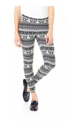 G.H. Bass & Co. Negro Gris Estampado Fair-Isle Leggings Pantalones Para Mujer Talla XS $59 Foto 1 de 4