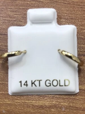 14k solid Yellow gold plain hoop huggie earring 0.80gr  polished tube 10mm - Image 1 of 3