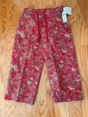 Pantalones capri JONES NEW YORK Sport, mujer talla 6, algodón, rojo, cachemira floral.  NUEVO Foto 1 de 4