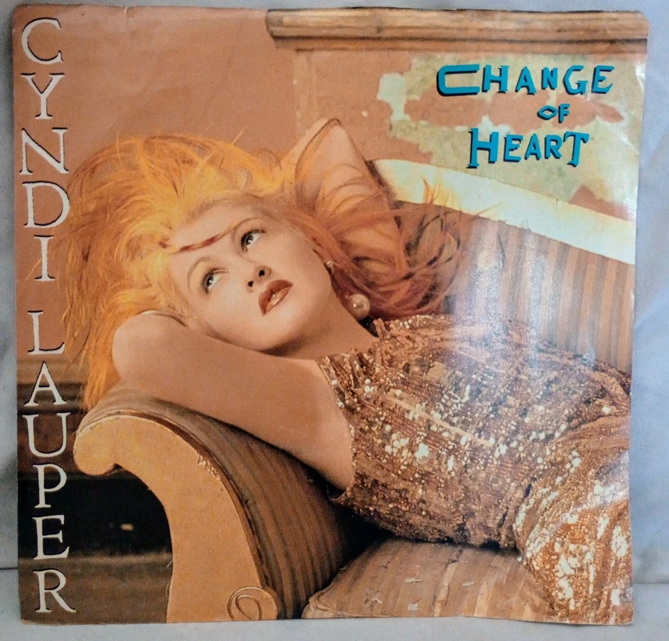 1986 Cyndi Lauper Record  7” 45 “Change of Heart" PROMO PROMOTIONAL Paper Sleeve - Image 1 of 4