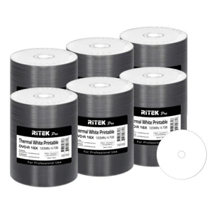 Paquete de 600 discos multimedia en blanco imprimible concentrador térmico blanco Ritek Pro DVD-R 16X 4,7 GB - Imagen 1 de 8