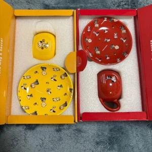 Peanuts Snoopy Round Mug cup & Saucer Set of 2 Red Yellow 2024 New From Japan - Picture 1 of 4