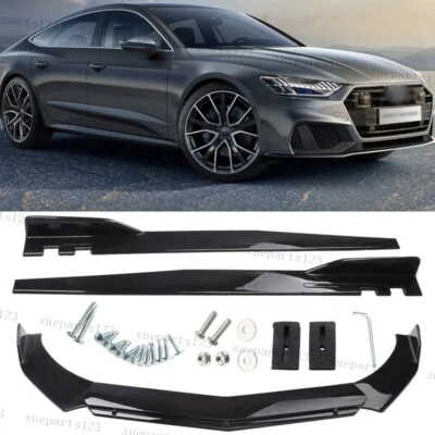 Gloss Black for Audi A4 A3 Q3 S3 Front Bumper Lip Spoiler Splitter + Side Skirt - Image 1 of 4