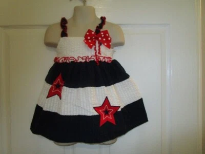 Sophie Rose Size 12 Months Girls Red-White-Blue Seersucker Dress - Image 1 of 4
