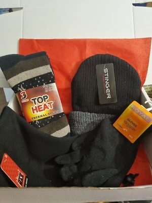 mens gift hamper set present thermal socks gloves and hat winter warmer