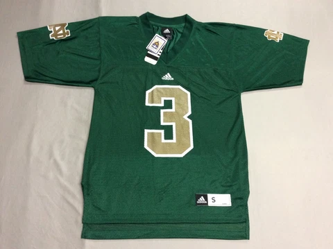 NOTRE DAME FIGHTING IRISH ADIDAS #3 GREEN FOOTBALL JERSEY MENS SMALL NEW! Cover