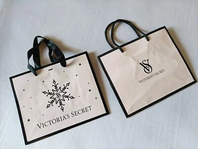 2 bolsas de compras rosa Victoria's Secret bolsa de papel con mango negro Foto 1 de 4