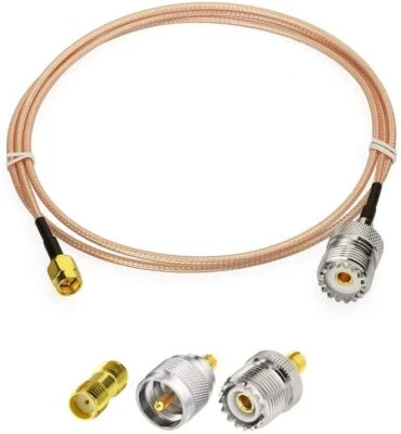 SMA Male to UHF Female RF Coaxial Cable + 3pcs SMA to SO239/PL259 Adapter Kit - Image 1 of 4