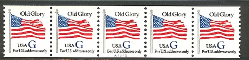 USA PNC SC# 2890 BLUE "G" - OLD GLORY (32c) WATER ACTIVATED MNH PL# A1222 - Image 1 of 1