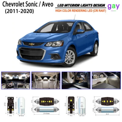Kit de luces interiores LED blancas para Chevrolet Sonic/Aveo 2011-2020 reemplazo Foto 1 de 4