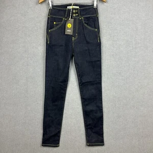 Tri Colour Federation Jeans Womens 28 Blue Yellow Label Isko Denim Smart Ass Fit - Picture 1 of 13
