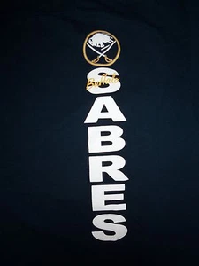 NHL Buffalo Sabres Hockey Team Logo Black Graphic Print T Shirt L - Picture 1 of 2