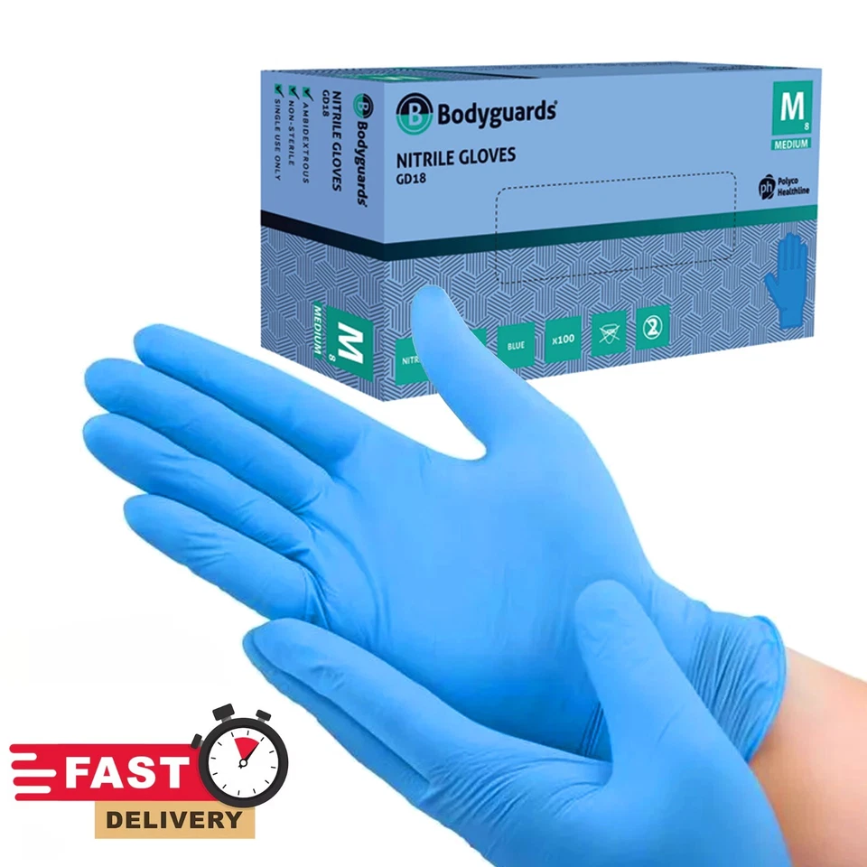Blue Nitrile Disposable Gloves, Latex & Powder Free, All Sizes 100 500 1000 2000 - Image 1 of 4