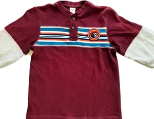Camicia ragazzo Gymboree Henley manica lunga ricamata a strati taglia 8 bianco bordeaux - Foto 1 di 12