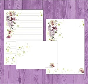 Carta da scrivere lettere A5 - Pagine disegnate di "Tocco di fiori rosa" - Foto 1 di 8