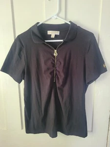 Michael Kors Women's Polo Shirt Size XL Half Zip Blouse Zipper Brand Charm - Picture 1 of 3