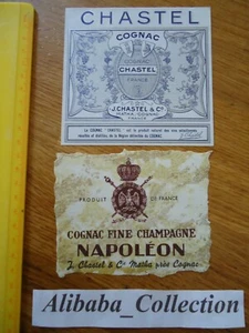 LOT 2 ETIQUETTES COGNAC ** CHASTEL  CHAMPAGNE  ALCOOL NAPOLEON  - Picture 1 of 1