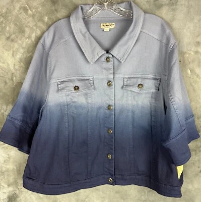 Chaqueta Jean One World Ombré Azul S/S Estilo Denim Talla 3X (12828) NUEVA Foto 1 de 4