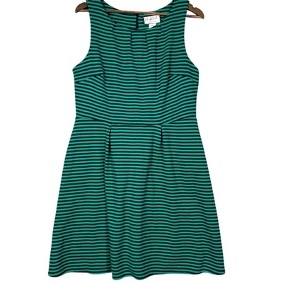 Vestido Mary McFadden para mujer XL sin mangas calce y acampanado azul verde rayas Foto 1 de 4