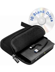 Slim Laptop External CD DVD RW Drive USB 3.0 Writer Burner Player W/ 10 Discs - Picture 1 of 7