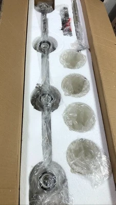 Golden Lighting Winslett 4-Light Pewter Linear Pendant Clear Ribbed Glass - Image 1 of 3