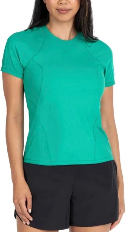 Camiseta acanalada de manga corta Spyder Active para mujer UPF 50+ (verde, X-grande) Foto 1 de 1