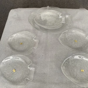 Vintage Arcoroc France Glas Fischteller 1 große Servierplatte 6 Speiseteller - Bild 1 von 5