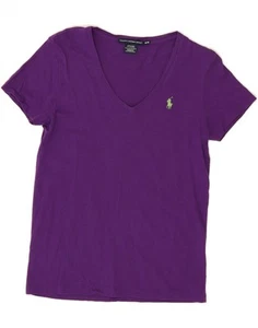 RALPH LAUREN Womens T-Shirt Top UK 12 Medium Purple Cotton XO13 - Picture 1 of 4